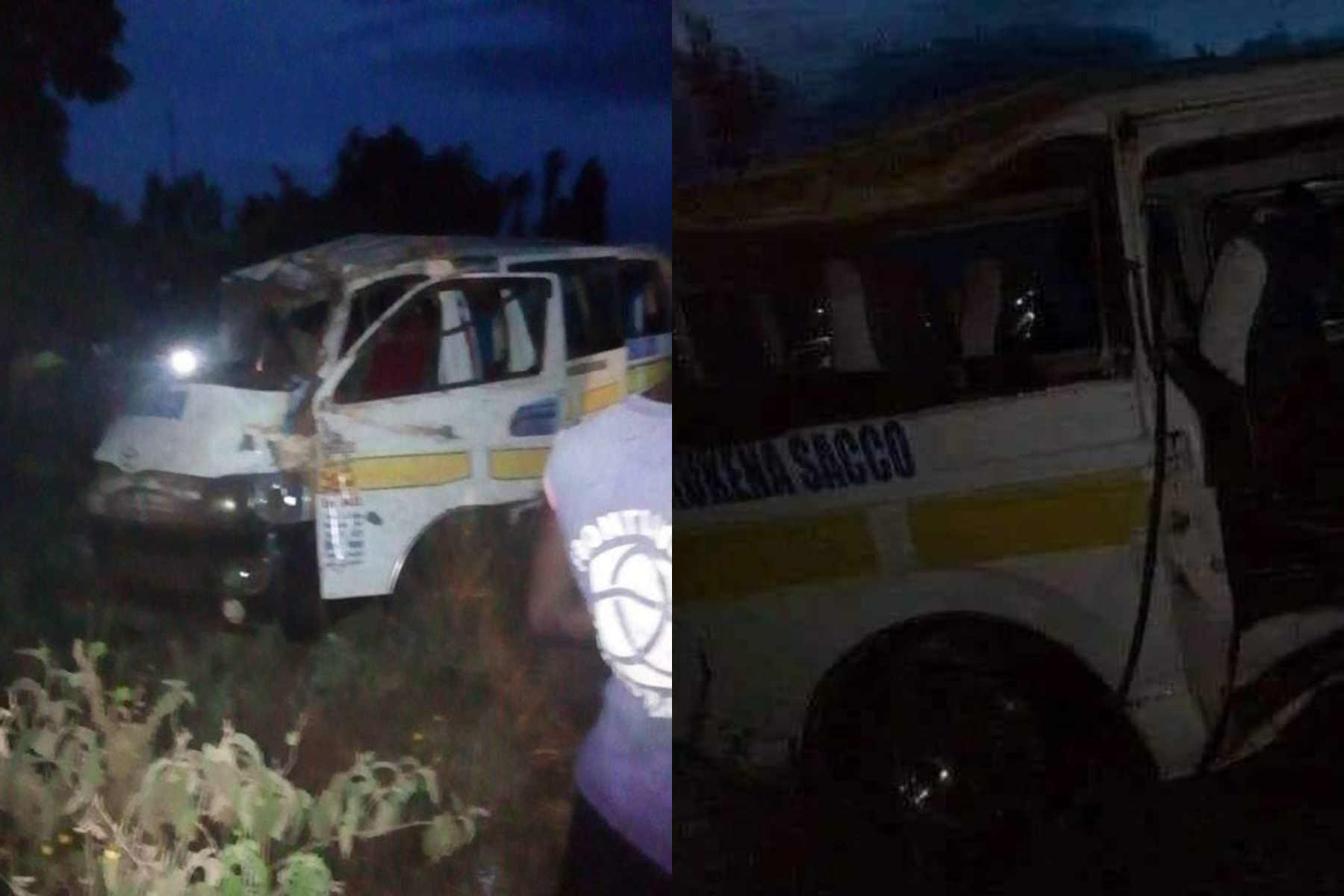 Photo collage of a matatu involved in a road accident on Saturday March 23.
